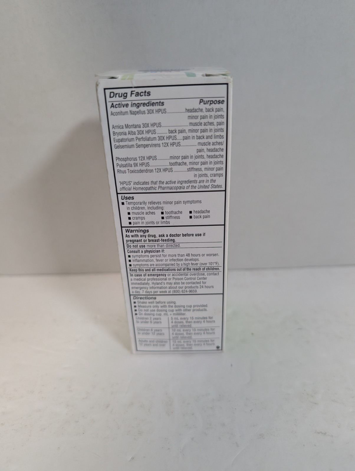 Hyland’s 4 Kids Homeopathic Pain Relief Liquid Natural Grape Flavor 4oz in Box