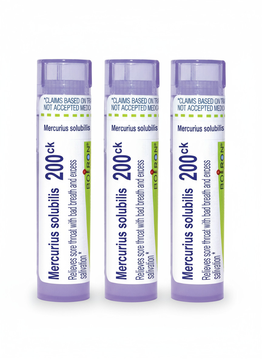 (3 pack) Boiron Mercurius Solubilis 200CK Homeopathic Medicine total 240 Pellets