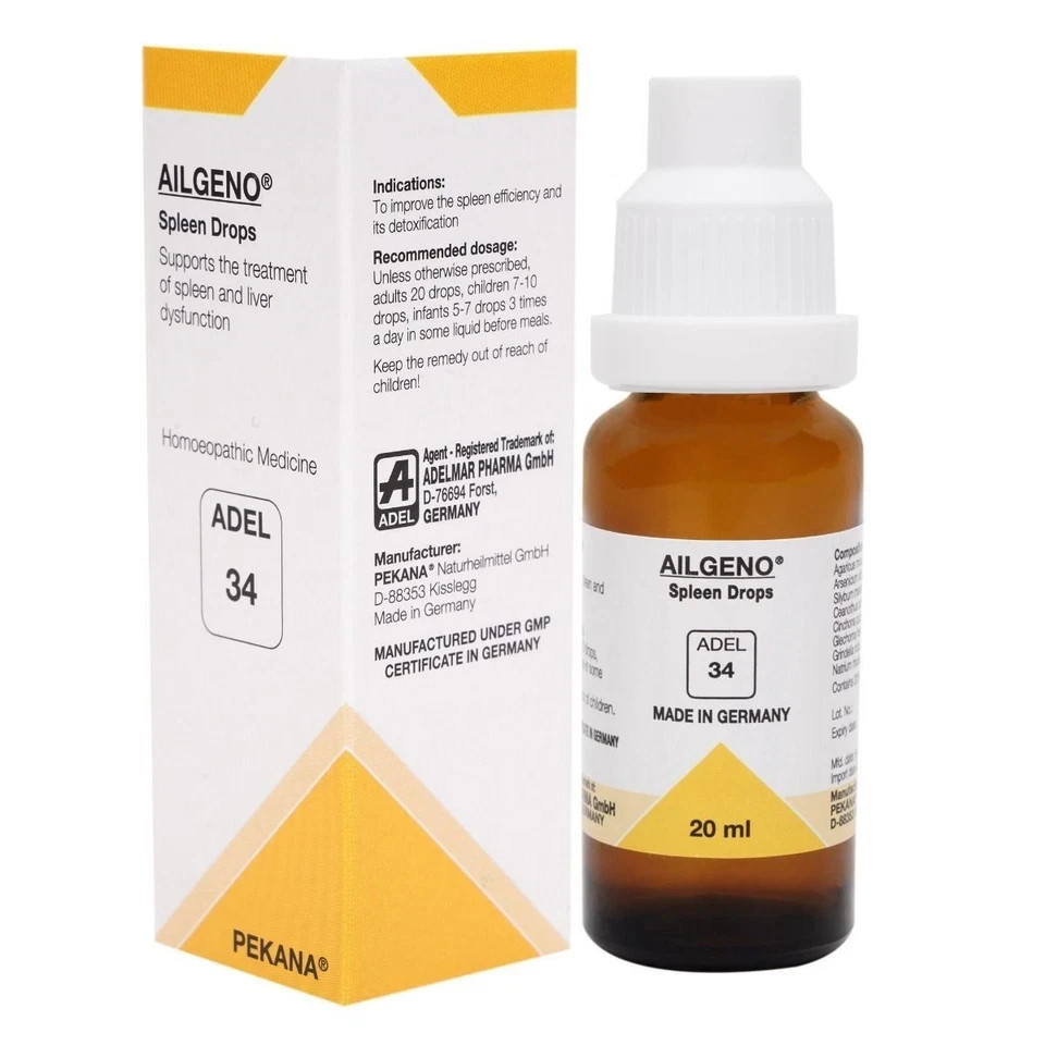 🌿 ADEL 34 Drops 20ml – Homeopathic Remedy for Spleen & Liver Health – Pack of 3