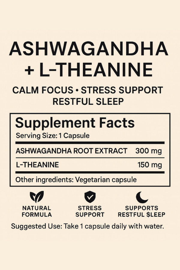 Ashwagandha with L-Theanine 100 Caps | Relaxation, Focus & Sleep Support