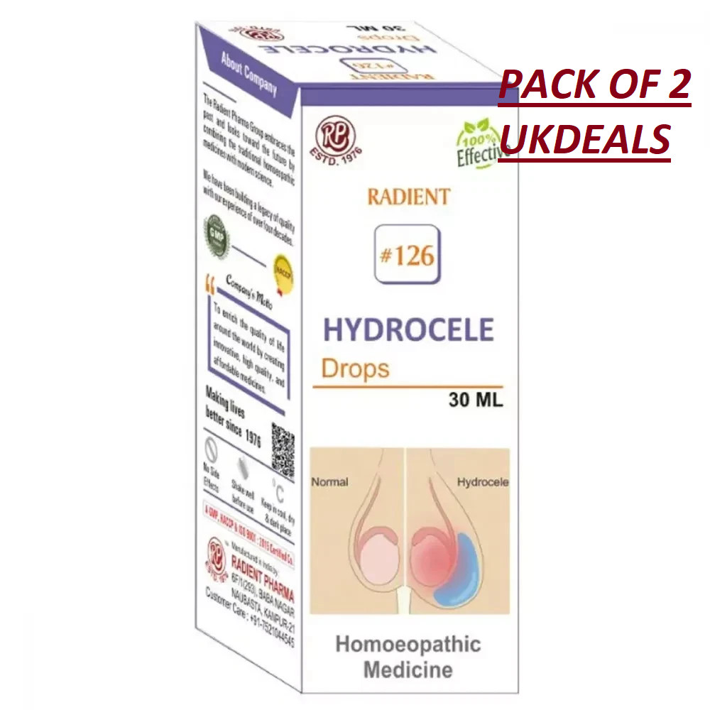 Radient 126 Hydrocele Drops (30ml) PACK OF 2 Homeopathic Drop