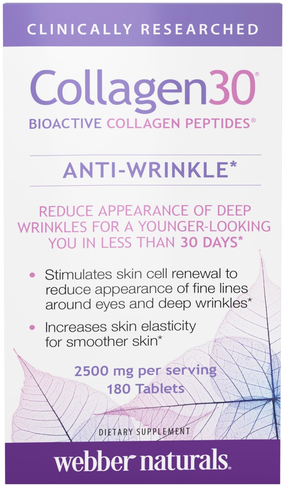 Webber Naturals Hydrolyzed Collagen Peptides, 180 Count (Pack of 1)