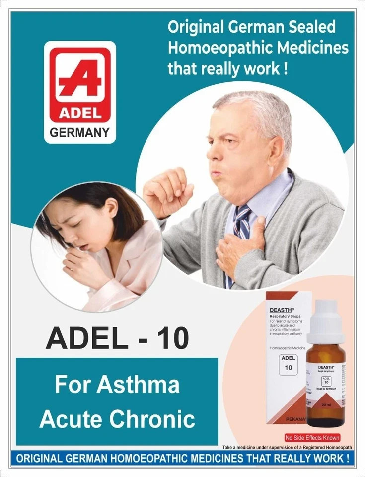 ADEL 10 Respiratory Drops Pack of 6 Natural Homeopathic Remedy for Lung Support