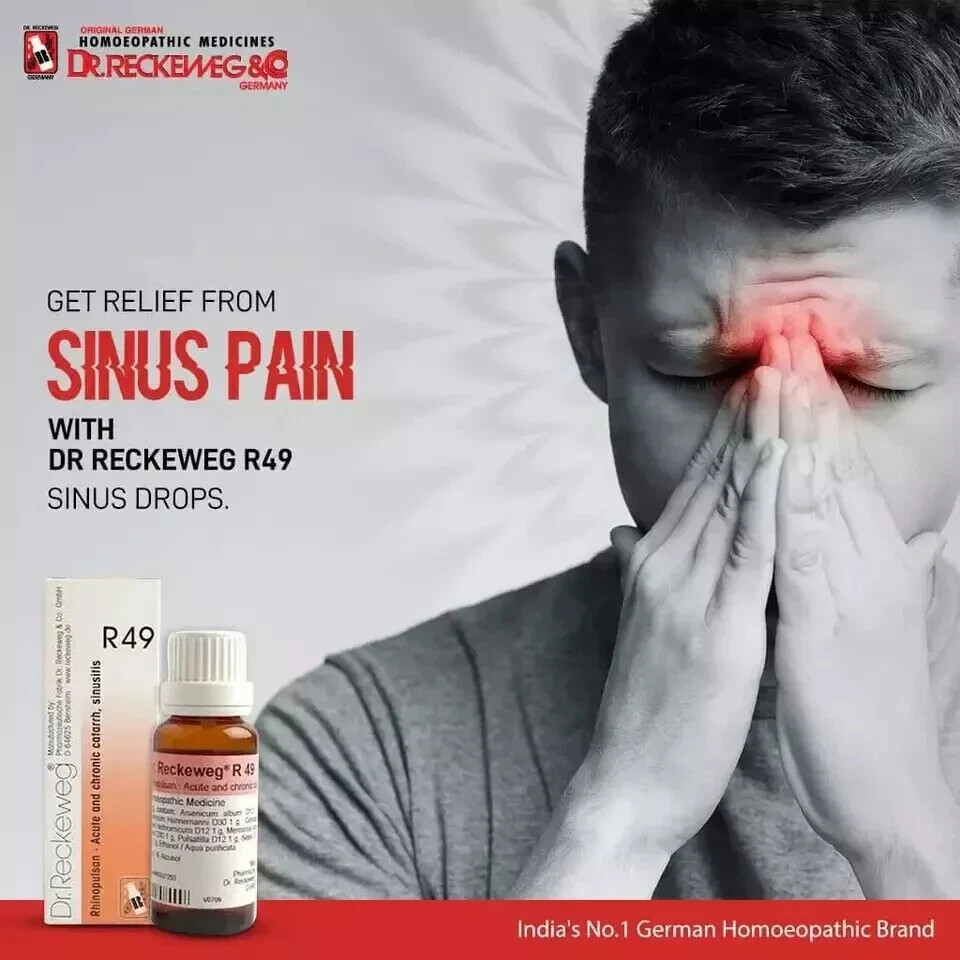 3xDr. Reckeweg R49 Drops 22ml | For Sinus Pressure, Head Cold, Rhinitis