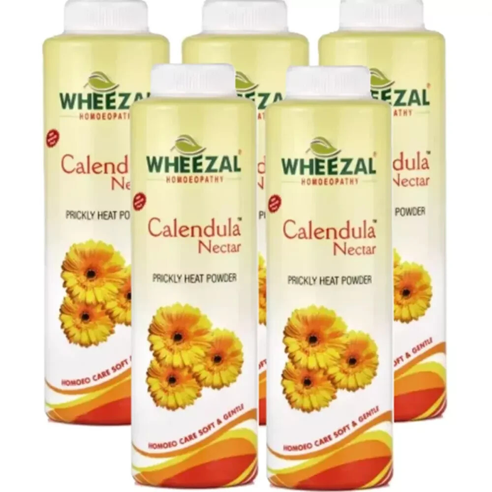 Wheezal Calendula Prickly Heat Powder 100g x 5 | Skin Rash Relief | 12/2028 Expi