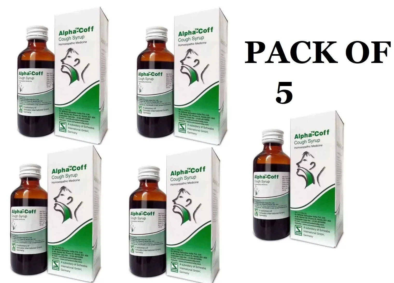 Alpha‑Coff Cough Syrup | Pack of 5 × 100 ml | Natural Respiratory Support