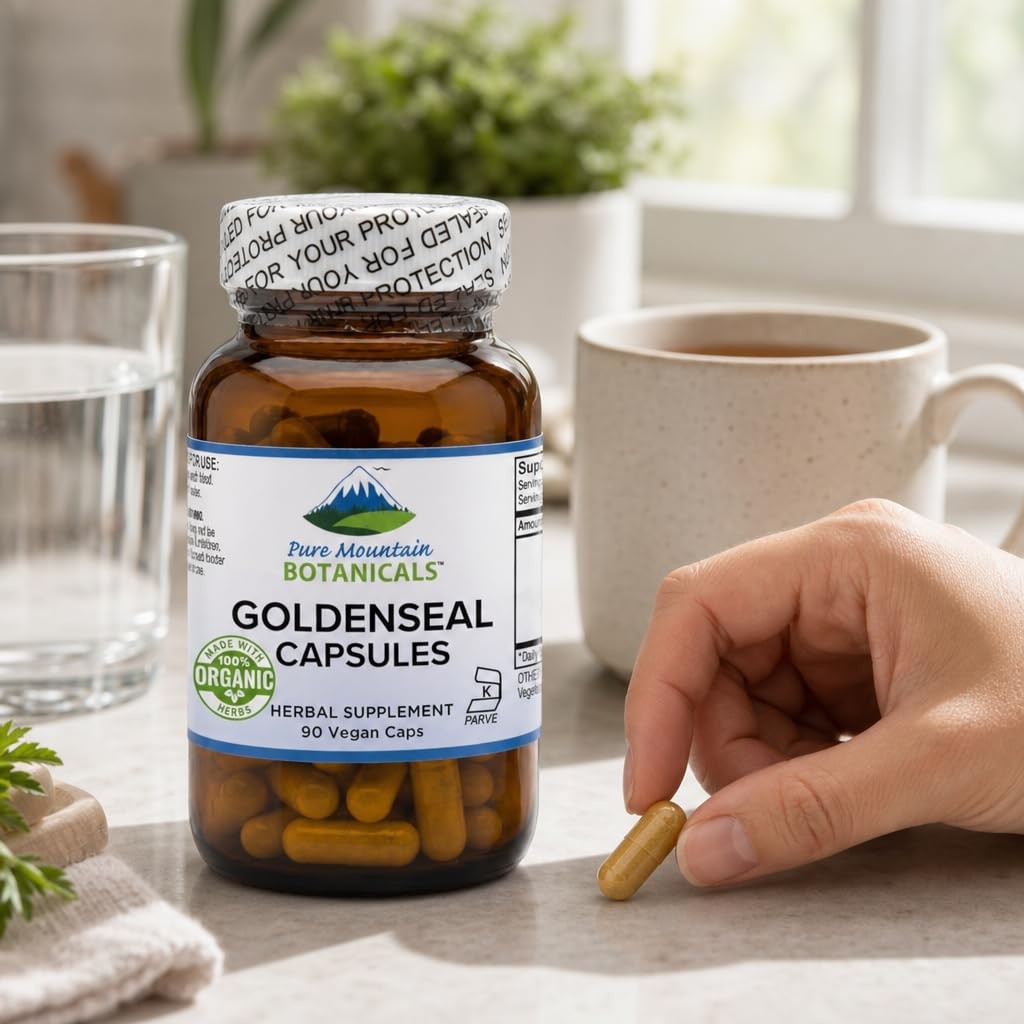 Pure Mountain Goldenseal Capsules 250mg Organic Goldenseal Root Vegan Supplement