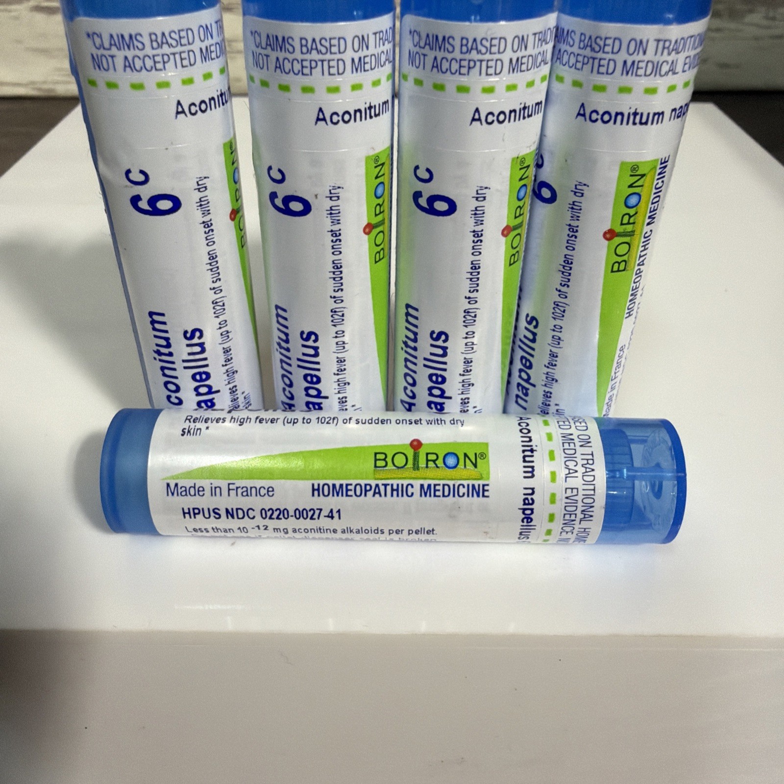 5x Boiron Aconitum Napellus 6C, Homeopathic Medicine for Fever, 80 Pellets