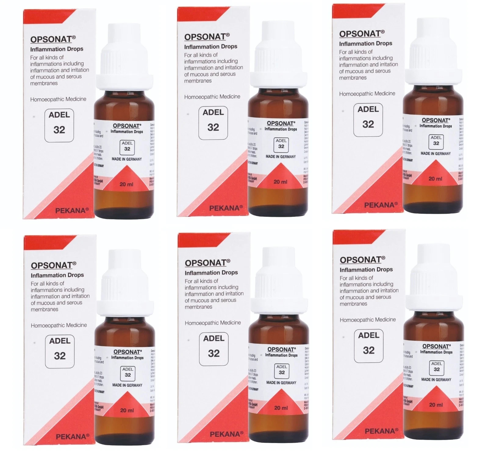 ADEL 32 Inflammation Drops Pack of 6 Natural Homeopathic Remedy