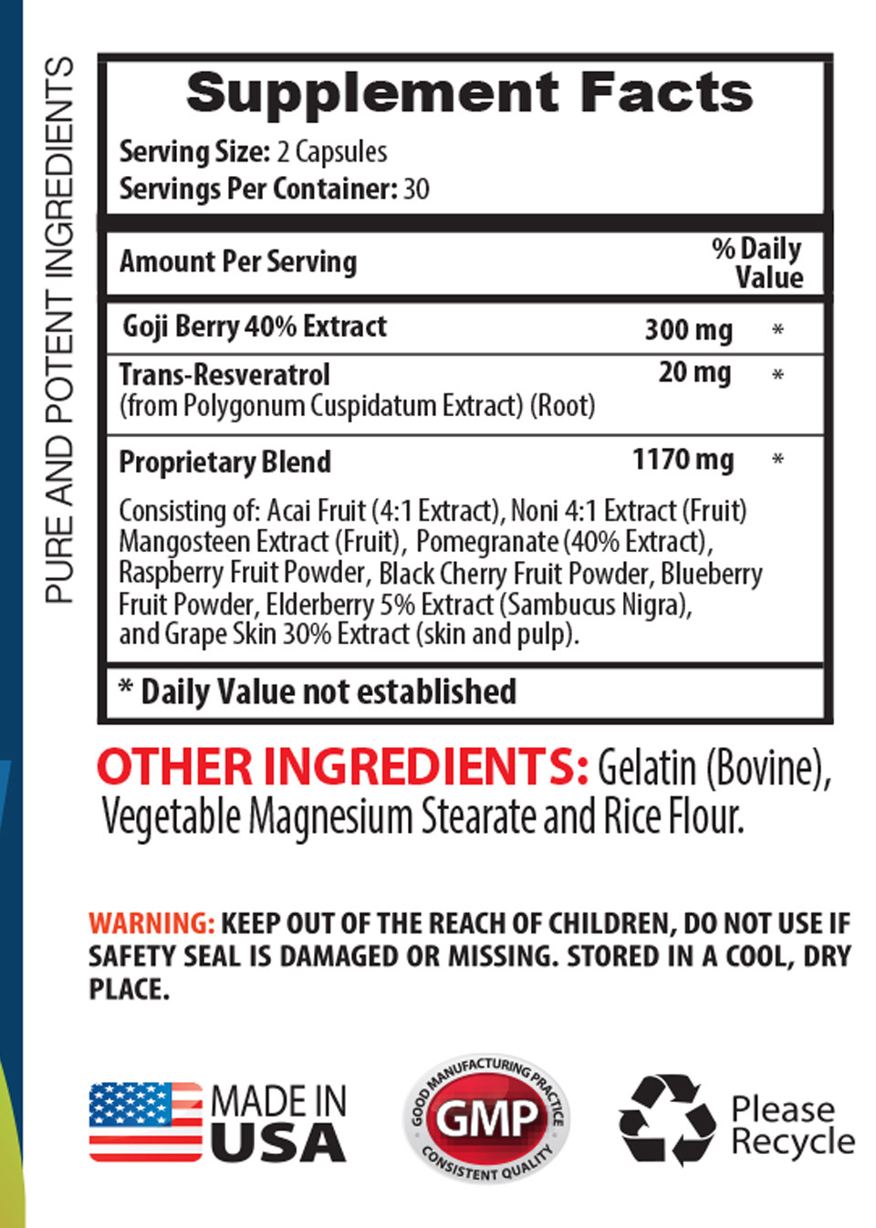 eye health vitamins – GOJI BERRY EXTRACT 300mg – blood pressure supplement