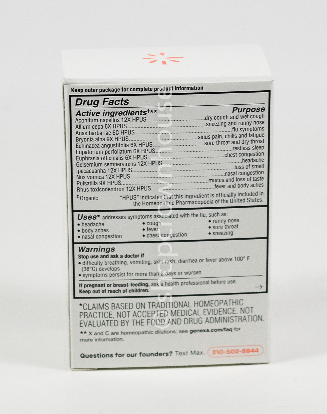 GENEXA organic homeopathic FLU FIX formula 60 acai berry Chewable Tabs 03/2028