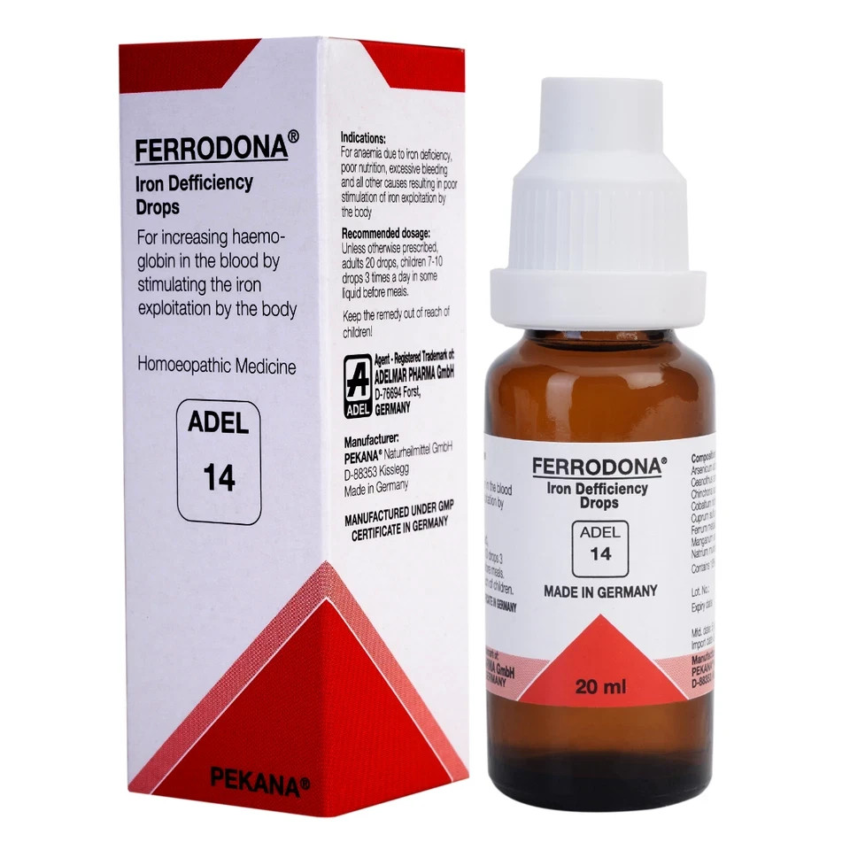 ADEL 14 Iron Deficiency Drops Pack of 3 Natural Homeopathic Remedy for Anemia