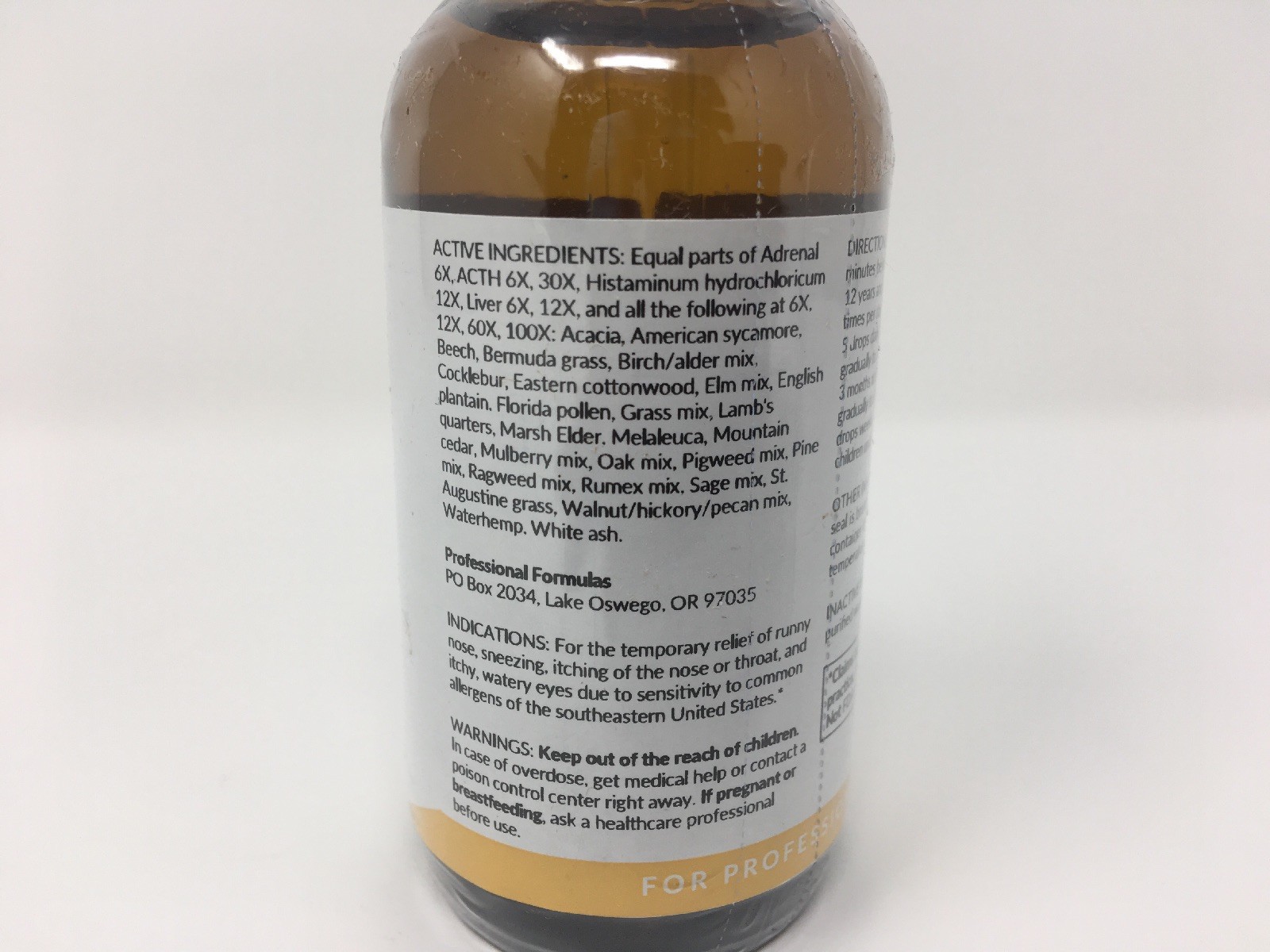 Southeast Regional Allersode Professional Formulas 2 oz sensitivity to Allergen