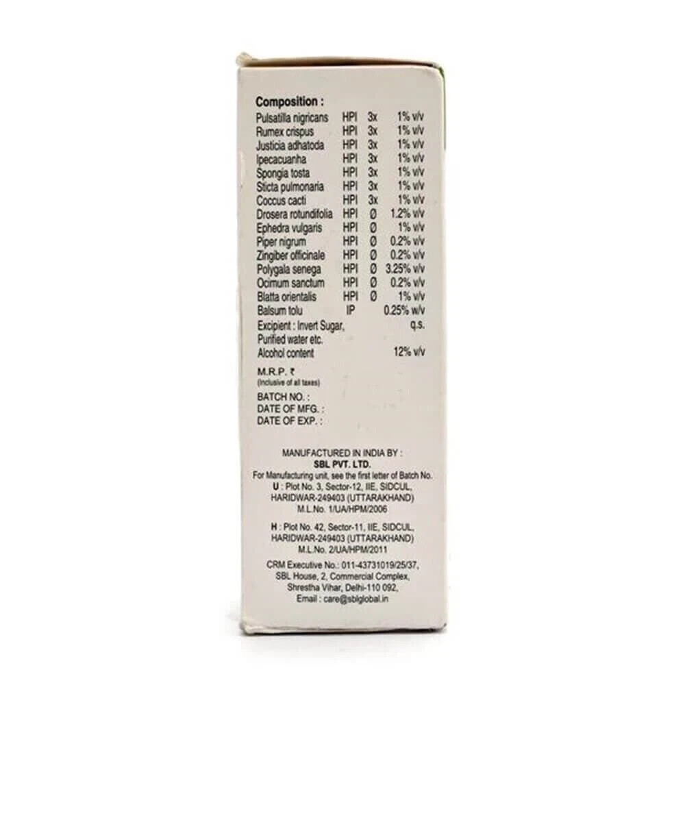 SBL Homeopathic Stobal Syrup (180ml) for Cough