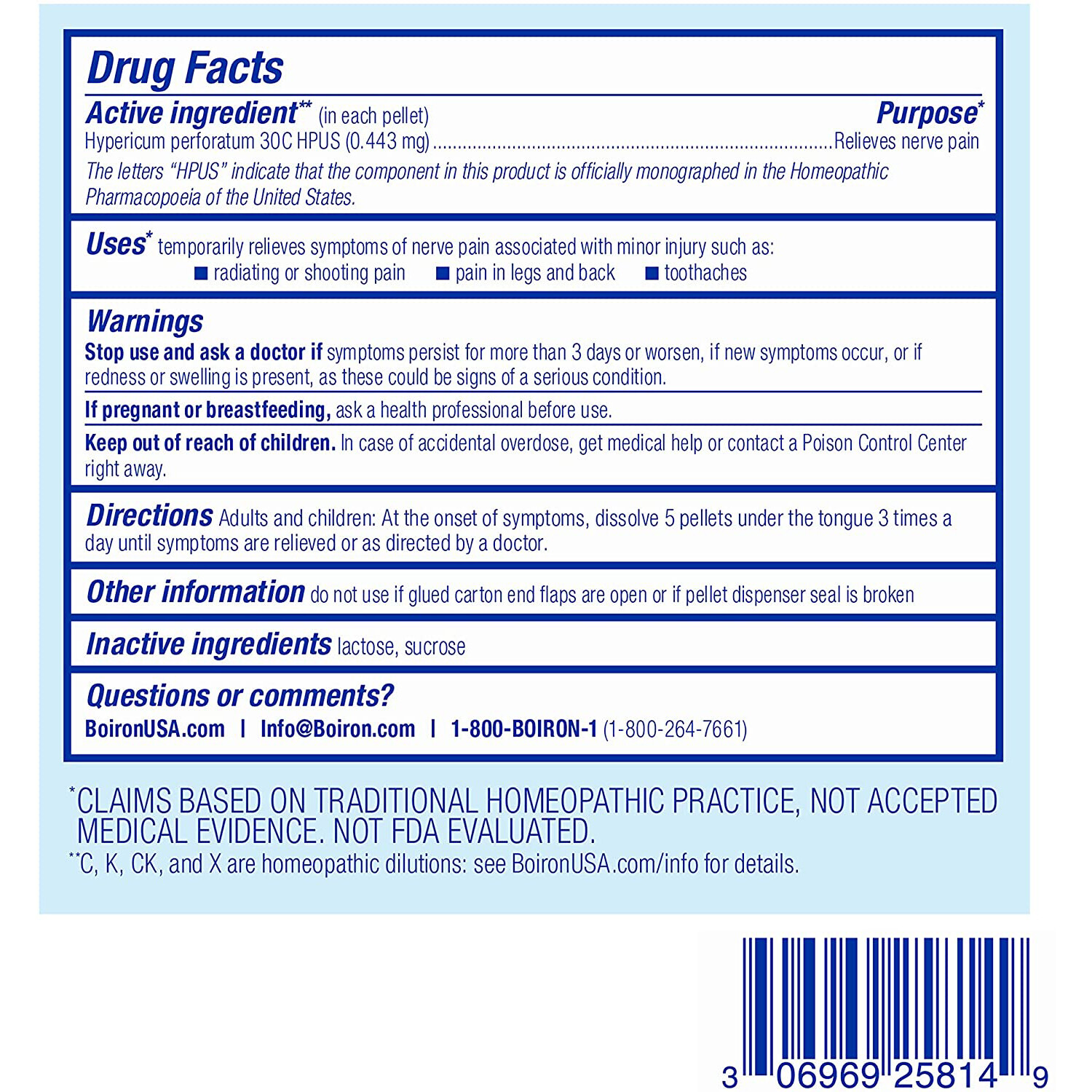 Boiron Hypericum Perforatum Homeopathic Medicine 30C, 3 Tubes, 240 Pellets