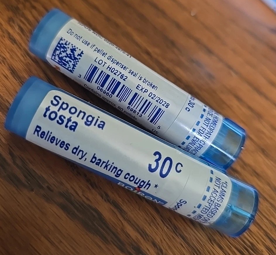 Lot of 2 BOIRON Spongia Tosta 30 C Homeopathic Cough Medicine 80 pellets ea 2028