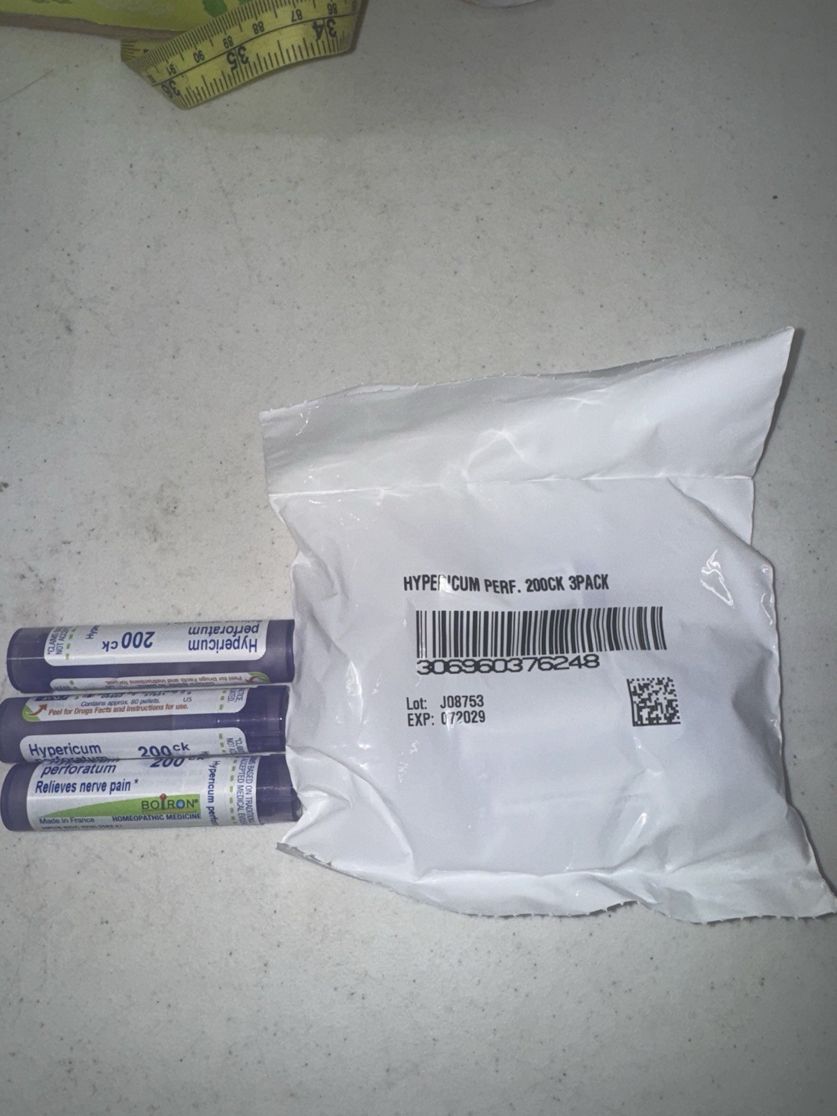 Lot Of 3 Boiron Hypericum Perforatum 200 CK, 80 Pellets
