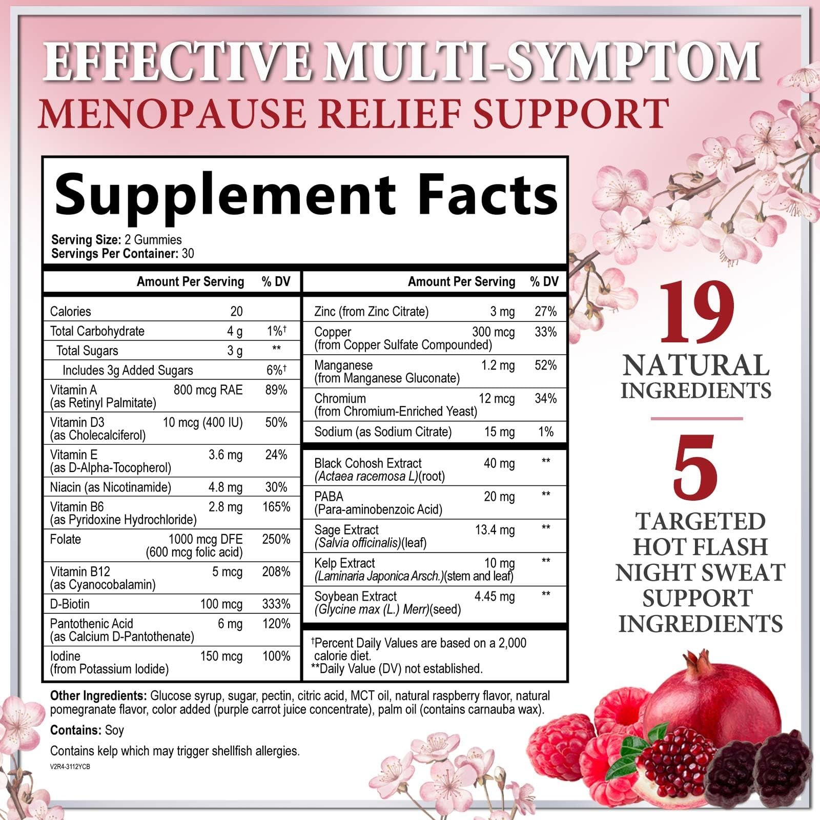 Menopause Supplement Gummies – Women’s Relief 60 Count (Pack of 1)
