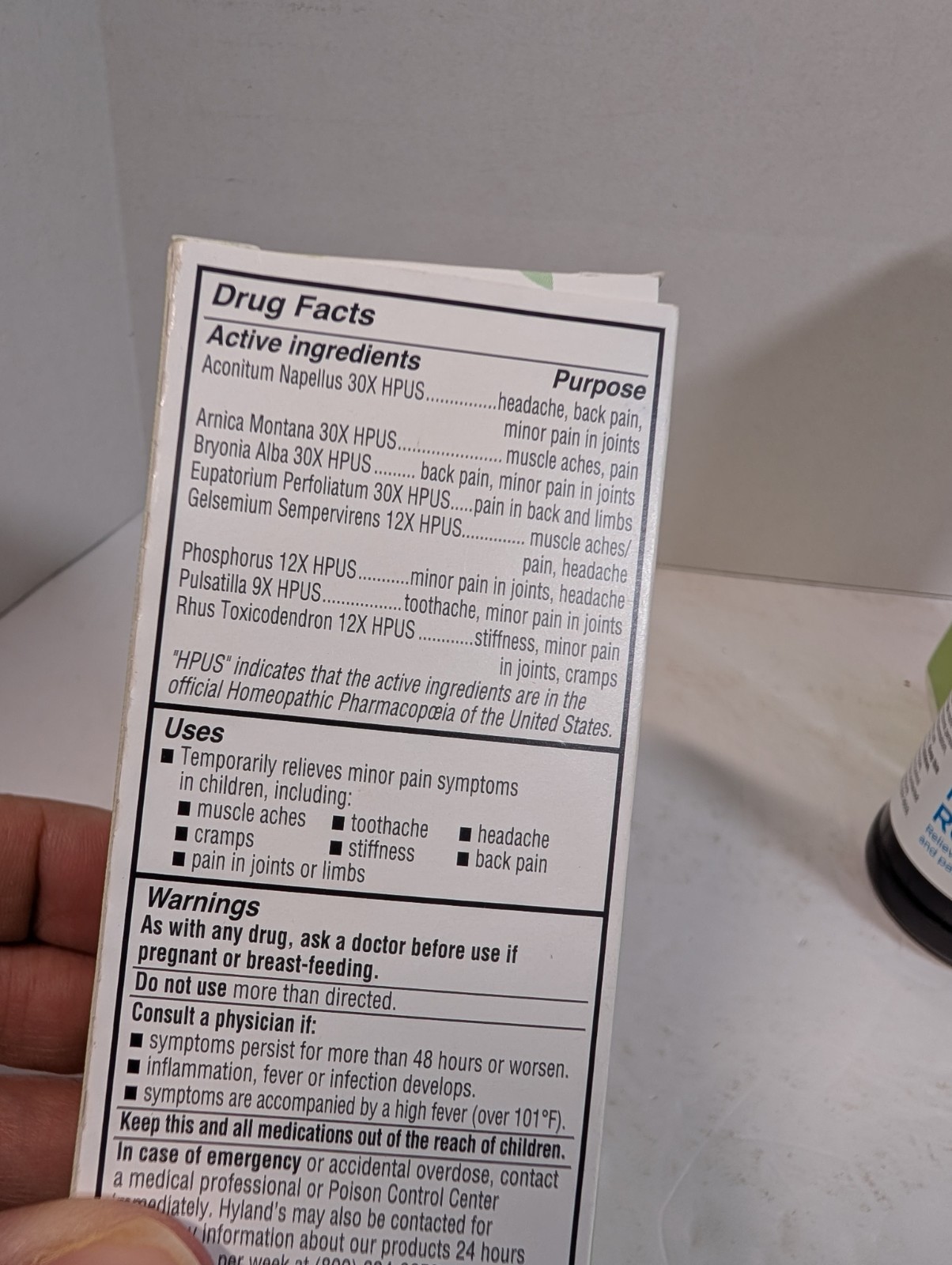 Hyland’s 4 Kids Homeopathic Pain Relief Liquid Natural Grape Flavor 4oz in Box
