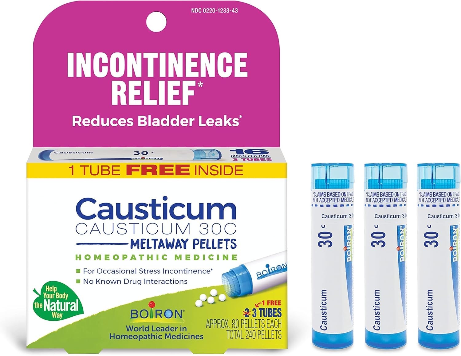 240 Count Causticum 30C Pellets – Homeopathic Incontinence Relief for Adults