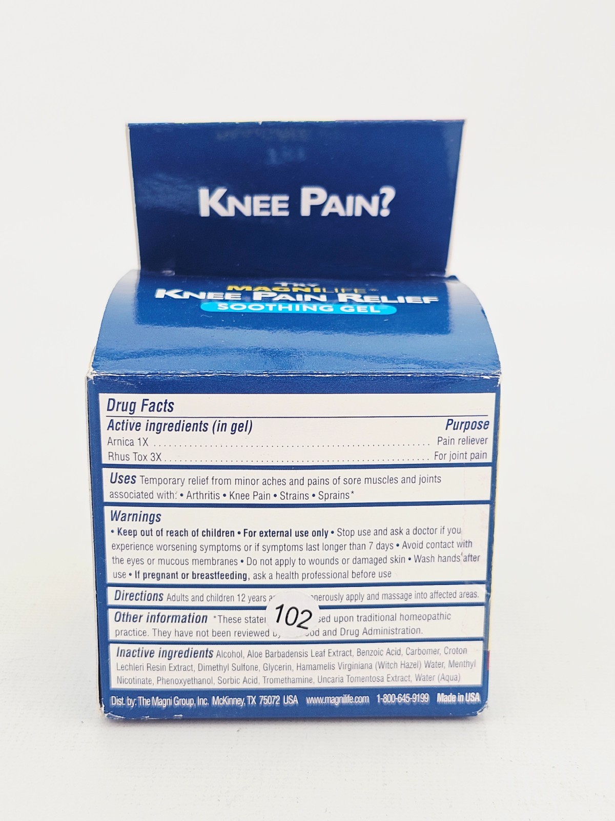 MagniLife Knee Pain Relief Soothing Gel Reduce Swelling Inflammation 4 oz
