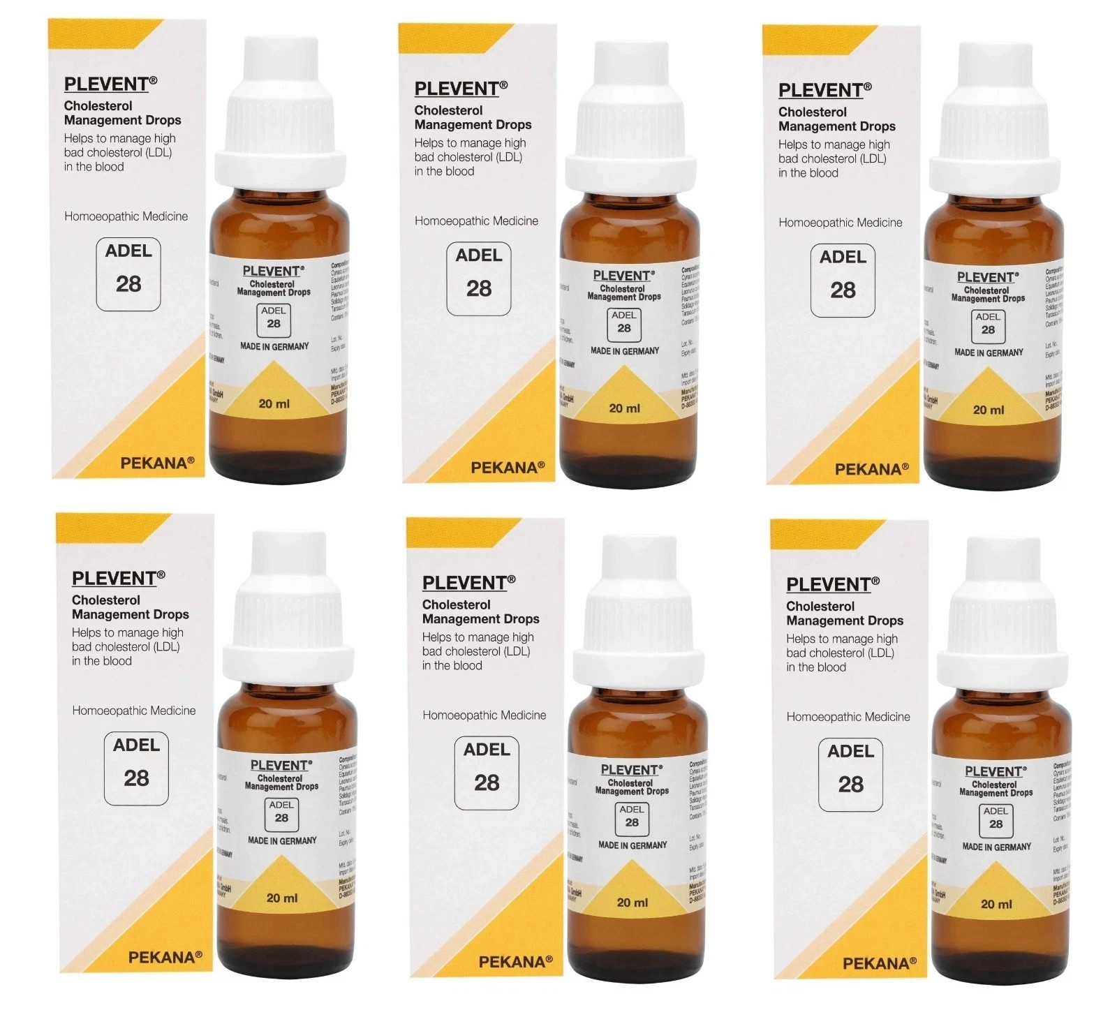ADEL 28 Cholesterol Drops Pack of 6 Natural Homeopathic Remedy for Heart Health