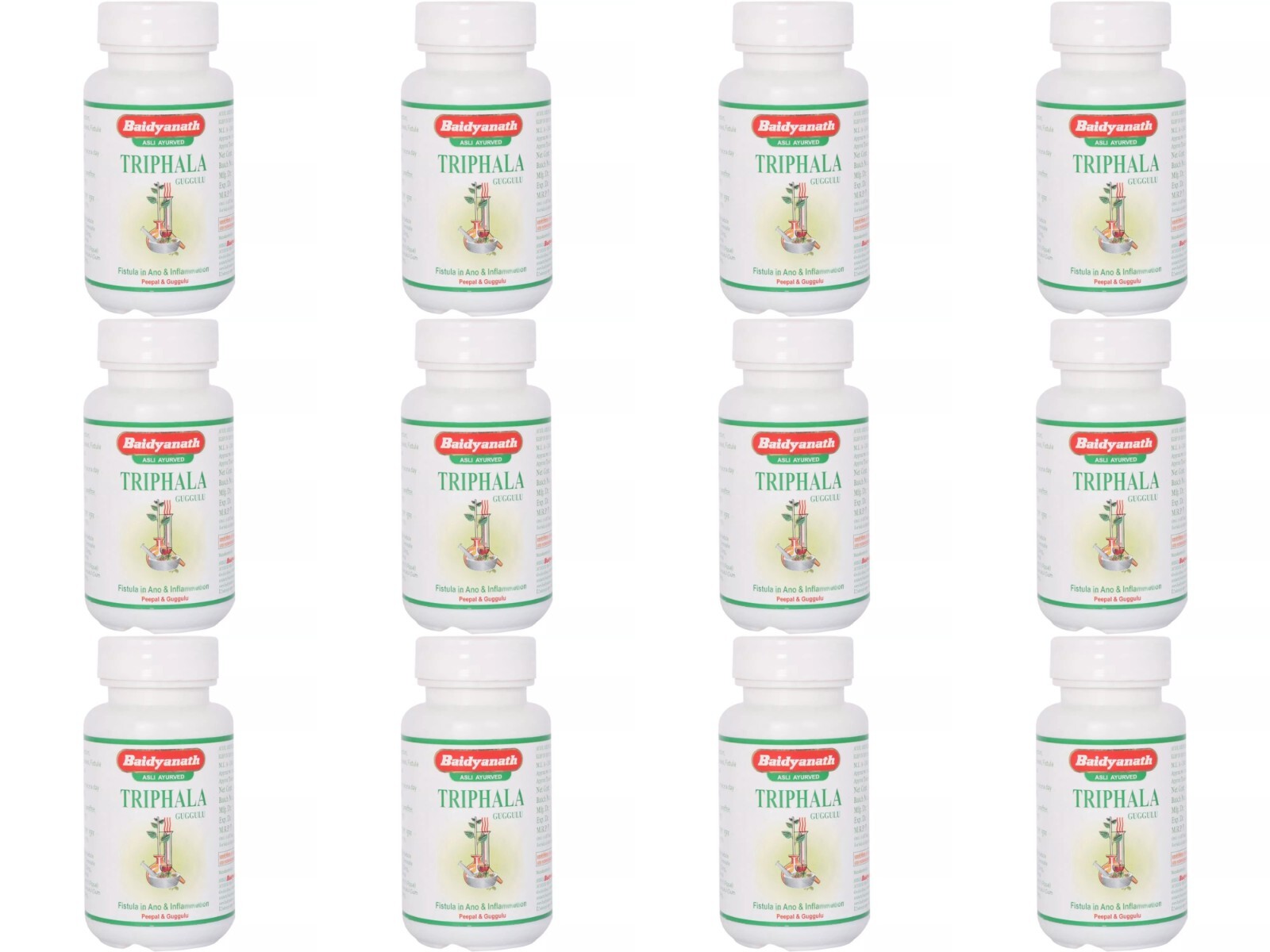 12 x Baidyanath Triphala Guggulu Tablet (80tab) Triphla Guggul