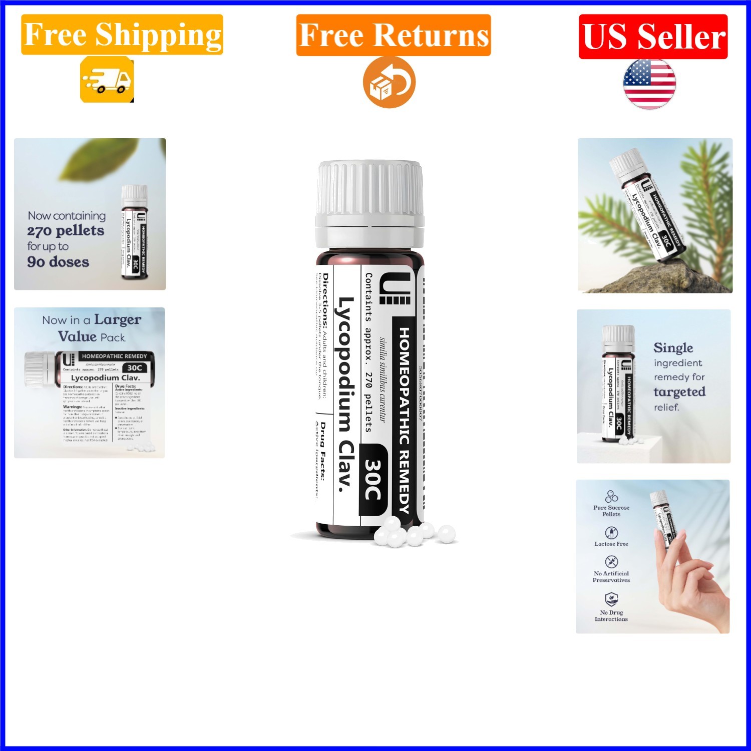 Lycopodium Clavatum 30C Homeopathic Remedy, Pure Sucrose Pellets, Lactose-Free