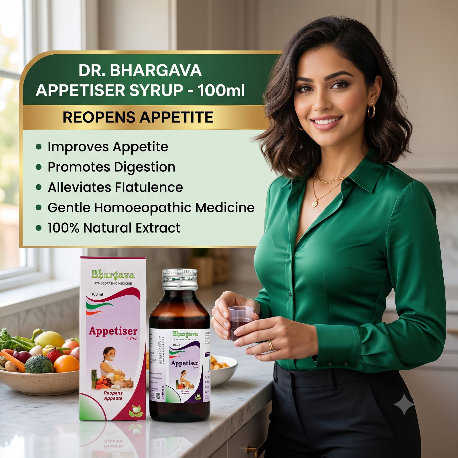 Dr. Bhargava Appetiser Syrup (100ml) Improves Appetite, Digestion, Flatulence,
