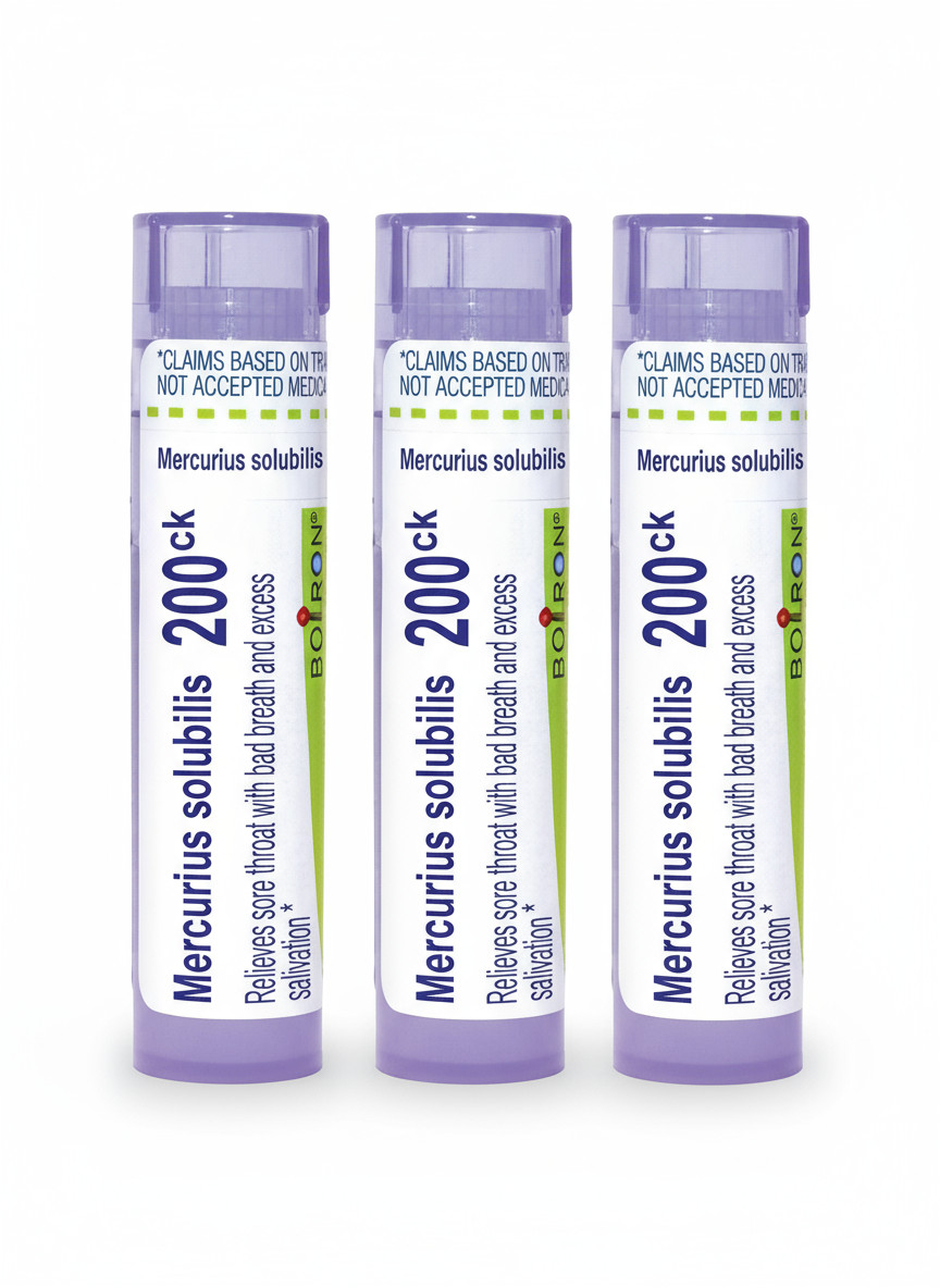 (3 pack) Boiron Mercurius Solubilis 200CK Homeopathic Medicine total 240 Pellets