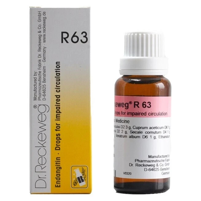 Dr. Reckeweg R63 Drops 22ml | Natural Circulation & Vein Support Pack of 5