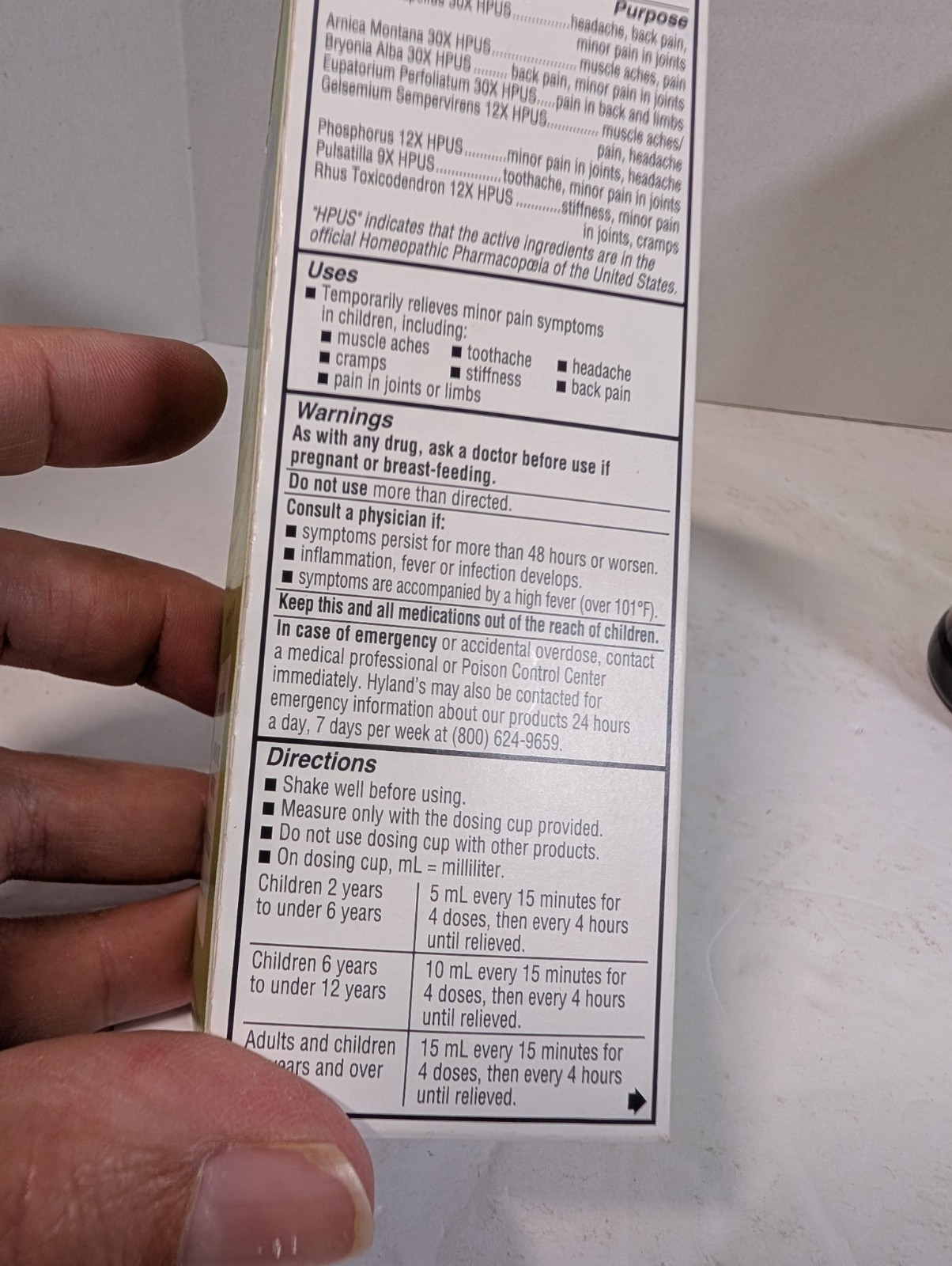 Hyland’s 4 Kids Homeopathic Pain Relief Liquid Natural Grape Flavor 4oz in Box